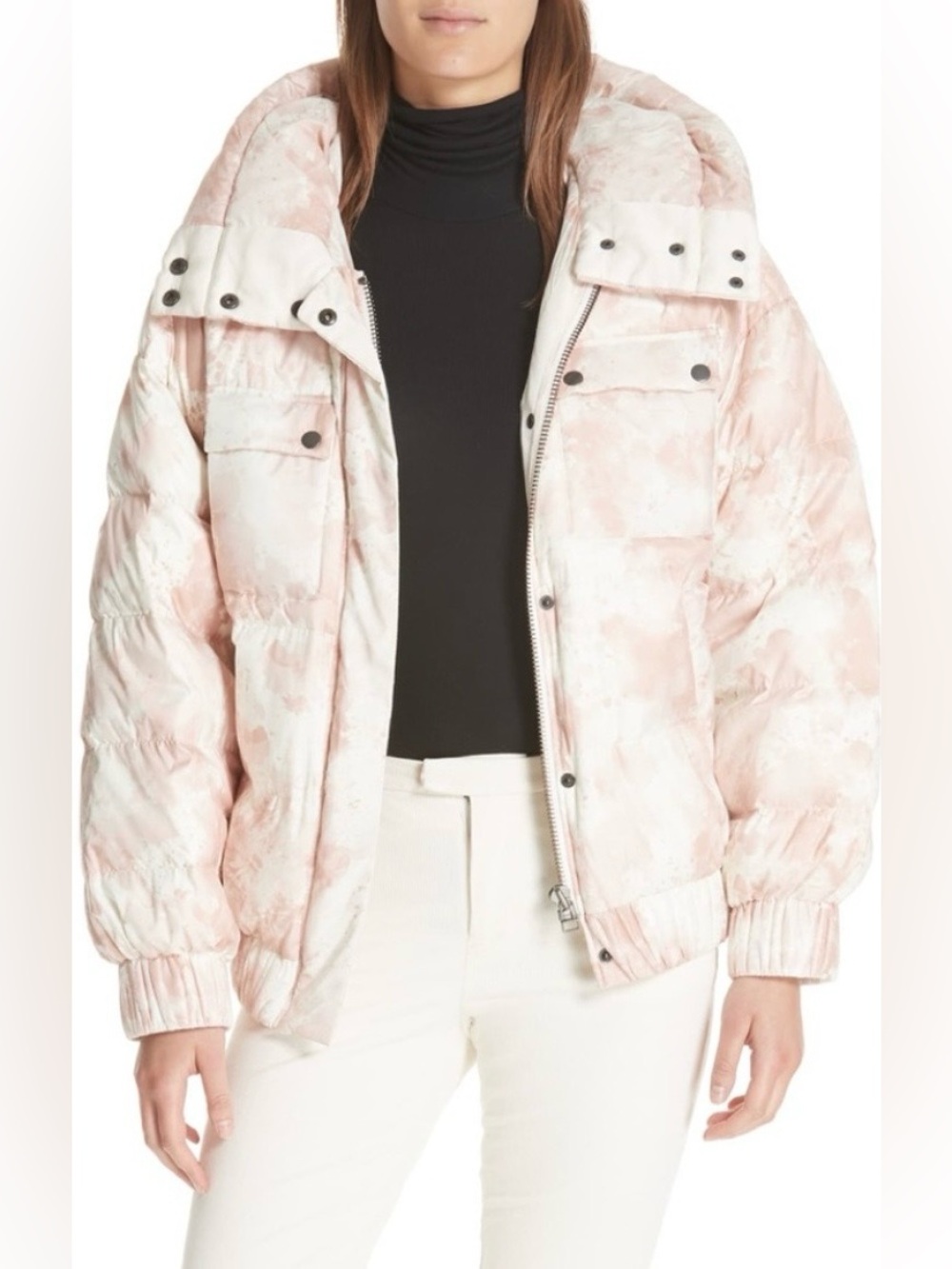 ATM Anthony Thomas Melillo Tie-Dye Down Puffer Jacket | Large | Chalk/Lunar Pink - Picture 14 of 16